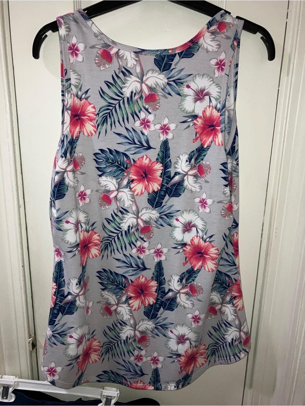 LuLaRoe A-Line Skirt in Gray with Pink & Green Tropical Floral